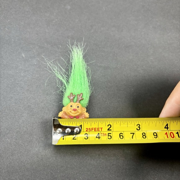 Vintage 90s Russ Troll Doll Christmas Reindeer Green Hair Rudolph Red Nose - Picture 7 of 7